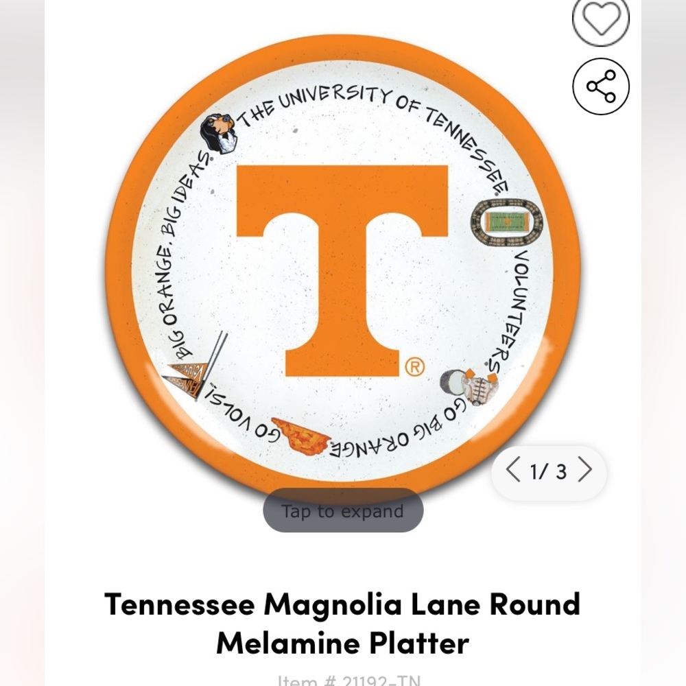 University of Tennessee melamine plate NEW!